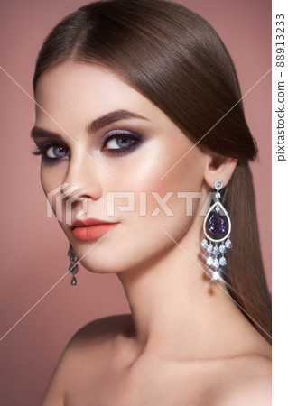 Brunette woman with long shiny smooth hair Brunette woman with long shiny smooth hair 88913233