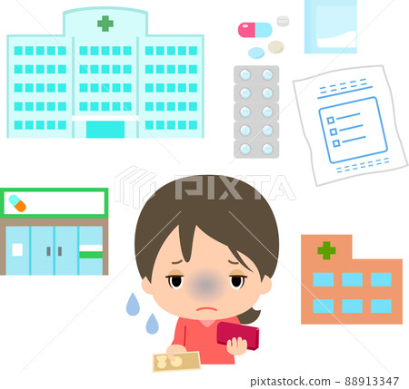 支付醫療費用的不健康婦女 支付醫療費用的不健康婦女 88913347