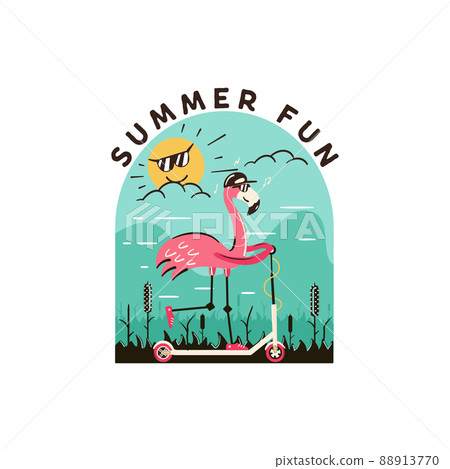 Picture of flamingo riding electric scooter Picture of flamingo riding electric scooter 88913770