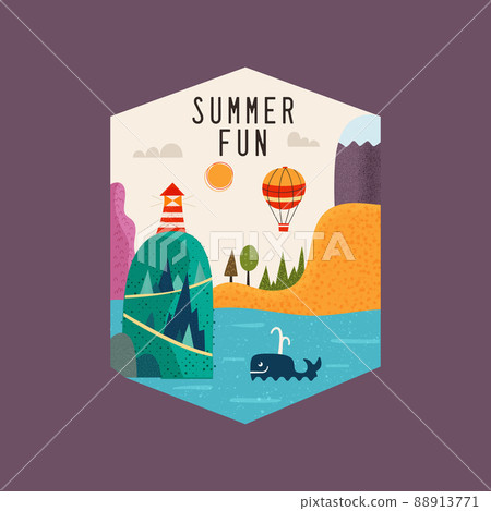 Picture of seaside and Summer Fun inscription Picture of seaside and Summer Fun inscription 88913771