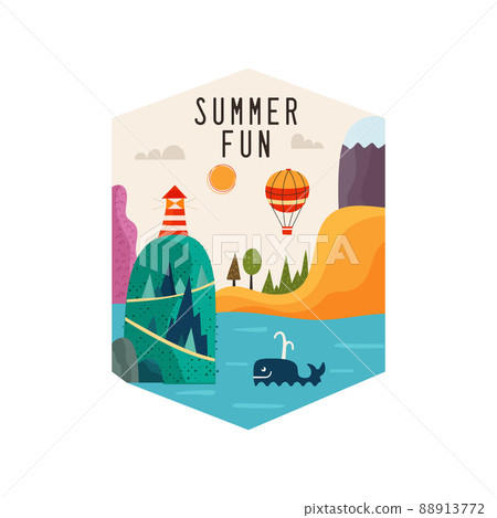 Picture of scenery with sea and phrase Summer Fun 88913772