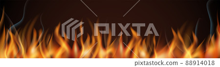 Fire border. Horizontal realistic flame seamless pattern Fire border. Horizontal realistic flame seamless pattern 88914018