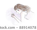 女人帶著悲傷的表情躺著 88914078