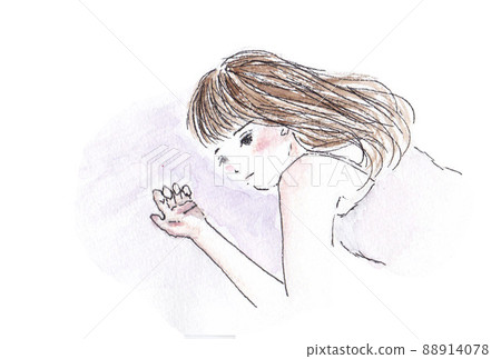 女人帶著悲傷的表情躺著 88914078