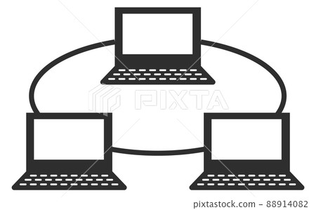 Laptop connecting icon. Intranet symbol. Computer net 88914082