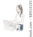 一個女人在電腦上打字 88914193