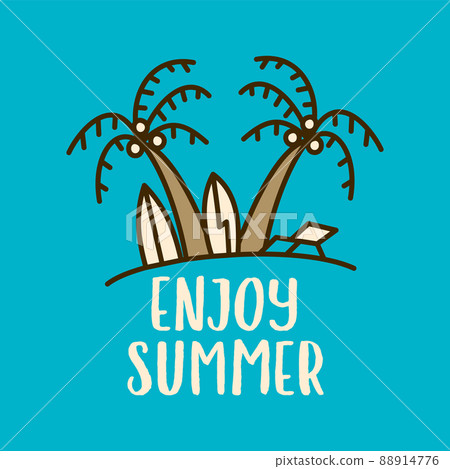 Linear design with summer beach concept on blue background 88914776