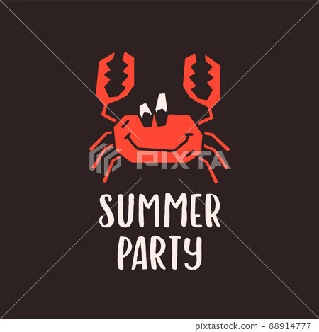 Summer party emblem template on black background 88914777