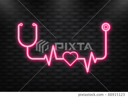 Neon Icon. heart with pulse icon in flat style isolated. 88915123