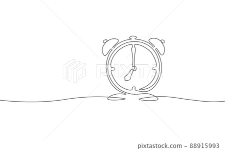 Alarm clock time management life concept. Deadline present future planning. One line art creative opportunity ideas schedule vector illustration Alarm clock time management life concept. Deadline present future planning. One line art creative opportunity ideas schedule vector illustration 88915993