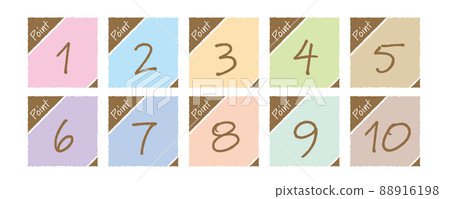 1-10 POINT Rough and cute handwritten style number icon set (brown & pastel color) 1-10 POINT Rough and cute handwritten style number icon set (brown & pastel color) 88916198