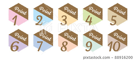 1-10 POINT Rough and cute handwritten style number icon set (brown & pastel color) 1-10 POINT Rough and cute handwritten style number icon set (brown & pastel color) 88916200