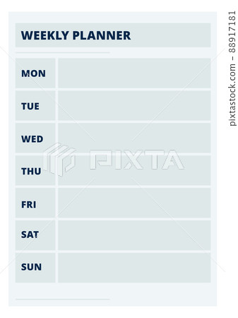 Weekly planner. Week calendar template. Organizer page 88917181