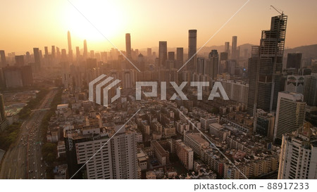 aerial view of Shenzhen special economic zone 88917233