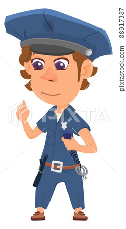 Police kid. Cute cartoon patrol officer character 88917387