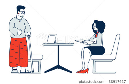 Senior talking to female consultant. Elderly client meeting Senior talking to female consultant. Elderly client meeting 88917617