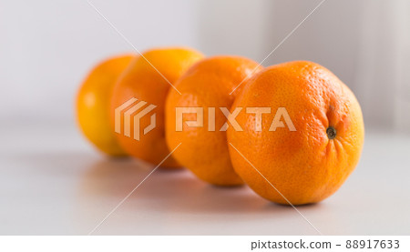 appetizing tangerines laid out in a row on white background appetizing tangerines laid out in a row on white background 88917633