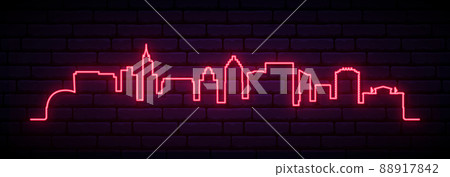 Red neon skyline of Raleigh. Red neon skyline of Raleigh. 88917842
