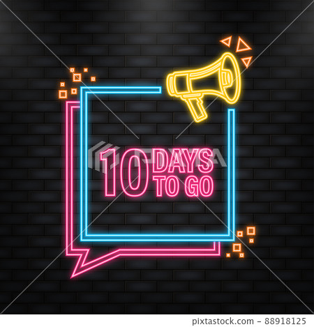 Neon Icon. 10 Days to go poster in flat style. Vector illustration for any purpose Neon Icon. 10 Days to go poster in flat style. Vector illustration for any purpose 88918125