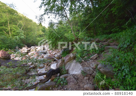 Jonendake Ichinosawa flowing along the mountain trail Jonendake Ichinosawa flowing along the mountain trail 88918140