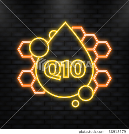 Neon Icon. Vitamin Q10. Vitamin drop pill capsule icon Neon Icon. Vitamin Q10. Vitamin drop pill capsule icon 88918379