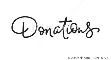 Please Donate calligraphic monoline text with heart. Fundraising