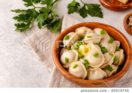 Homemade meat dumplings - russian pelmeni. 88919748
