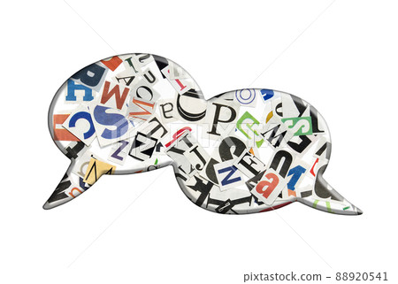 Pair of speech bubbles with letters isolated on white background Pair of speech bubbles with letters isolated on white background 88920541