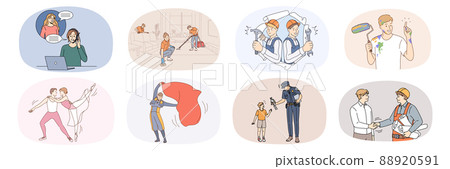 Set of diverse people and occupations  88920591