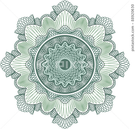 Abstract green linear guilloche rosette.  88920630