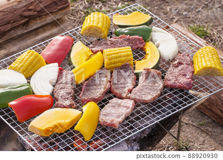 Barbecue, Yakiniku, BBQ, Grilled, Charcoal Grilled, Camping Meal, Wagyu Beef and Vegetables Image Material Barbecue, Yakiniku, BBQ, Grilled, Charcoal Grilled, Camping Meal, Wagyu Beef and Vegetables Image Material 88920930
