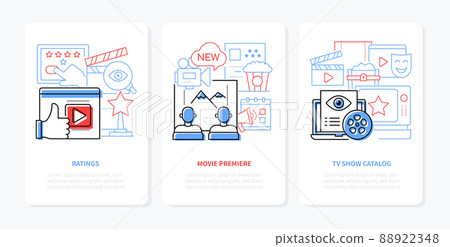 Cinema and movie premiere - line design style banners set 88922348