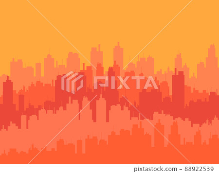City at sunset. Summer heat in the city. The outlines of the construction of skyscrapers and city streets. City skyline for print, posters and promotional materials. Vector illustration City at sunset. Summer heat in the city. The outlines of the construction of skyscrapers and city streets. City skyline for print, posters and promotional materials. Vector illustration 88922539