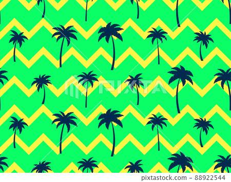 Seamless pattern with palm trees green color. Exotic summer tropical background. Palm trees design for printing on fabric, wrapping paper and banners. Vector illustration Seamless pattern with palm trees green color. Exotic summer tropical background. Palm trees design for printing on fabric, wrapping paper and banners. Vector illustration 88922544
