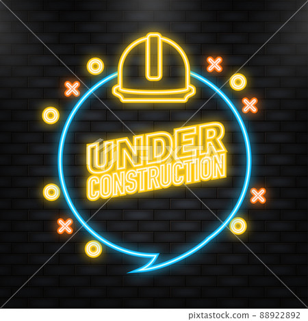 Neon Icon. Flat illustration under construction for site design. Vector banner. Web banner 88922892