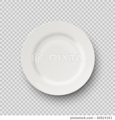 Vector realistic porcelain plate isolated on transparent background. 88924161