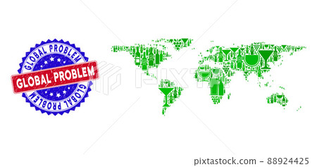 Bicolor Global Problem Distress Rubber Stamp with Composition of Everywhere Map Bicolor Global Problem Distress Rubber Stamp with Composition of Everywhere Map 88924425