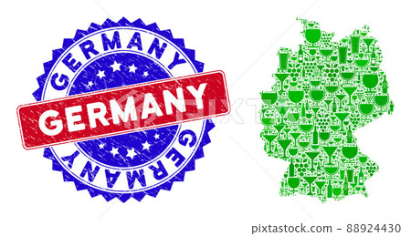 Bicolor Germany Textured Stamp with Collage of Germany Map Bicolor Germany Textured Stamp with Collage of Germany Map 88924430