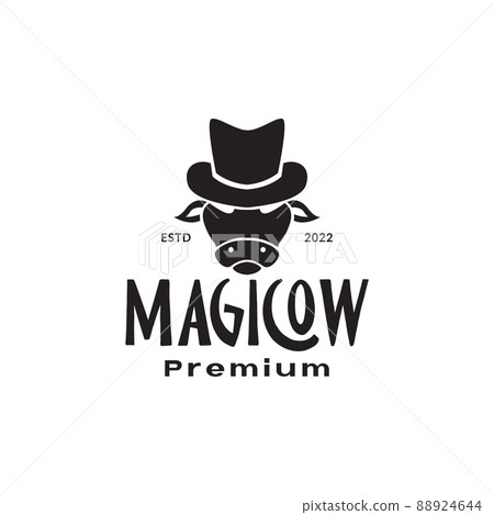 cow with magic hat logo design vector graphic symbol icon illustration creative idea 88924644
