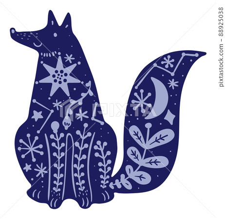 Fox with night sky pattern. Magic animal spirit Fox with night sky pattern. Magic animal spirit 88925038