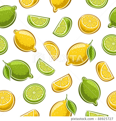 Vector Lemon and Lime seamless pattern 88925727