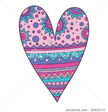 Hand drawn heart isolated on white background. Bundle of love, romance and passion symbol for Valentines day. Romantic design element. Colored illustration Hand drawn heart isolated on white background. Bundle of love, romance and passion symbol for Valentines day. Romantic design element. Colored illustration 88926137