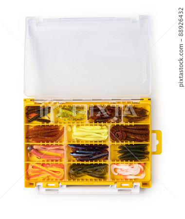 Fishing lure box on white 88926432