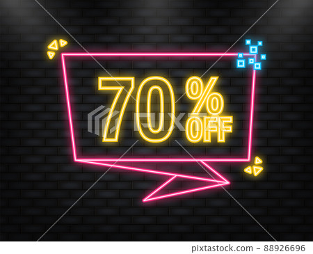 Neon Icon. Trendy flat advertising with 70 percent discount flat badge for promo design. Poster badge. Business design. Vector illustration Neon Icon. Trendy flat advertising with 70 percent discount flat badge for promo design. Poster badge. Business design. Vector illustration 88926696