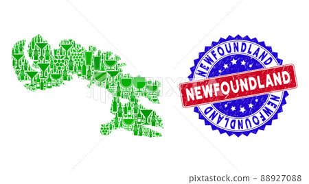 Bicolor Newfoundland Grunge Seal and Winery Composition of Baffin Island Map Bicolor Newfoundland Grunge Seal and Winery Composition of Baffin Island Map 88927088