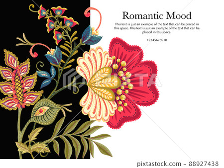 Fantasy flowers in retro, vintage, jacobean embroidery style. Fantasy flowers in retro, vintage, jacobean embroidery style. 88927438