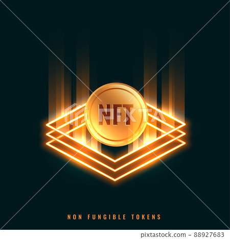 NFT non fungible token coin with light rays 88927683