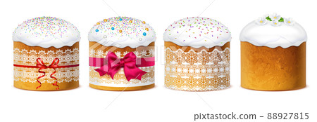 Traditional Orthodox Easter Cakes Realistic Set 88927815