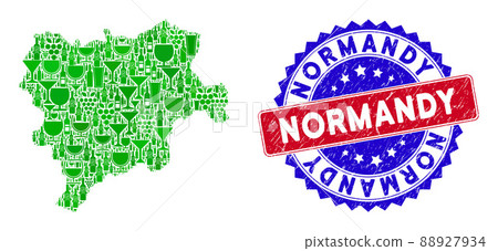 Bicolor Normandy Grunge Rubber Stamp with Wine Composition of Albacete Province Map Bicolor Normandy Grunge Rubber Stamp with Wine Composition of Albacete Province Map 88927934