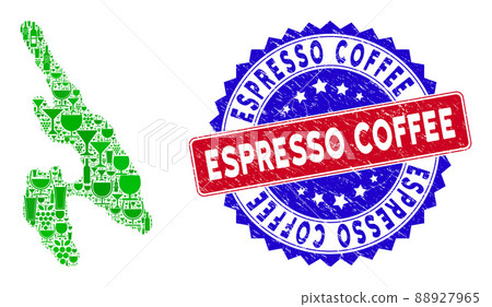 Bicolor Espresso Coffee Scratched Seal and Wine Collage of Koh Phi Don Map Bicolor Espresso Coffee Scratched Seal and Wine Collage of Koh Phi Don Map 88927965